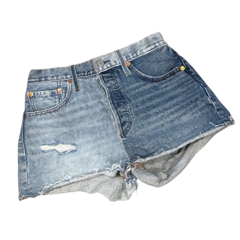 Levis Premium 501 Original Shorts Womens 27 Two Tone Colorblock Denim summer